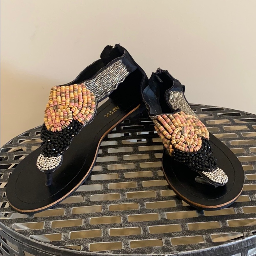 Traffic beaded sandals